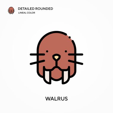 Mors ayrıntılı yuvarlak doğrusal renk vektör ikonu. Web mobil UI ögesi için resimleme sembolü tasarım şablonu. Düzenlenebilir vuruşlarda mükemmel renk modern piktogram. İş projeniz için deniz aygırı simgeleri