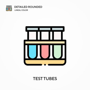 Test tüpleri yuvarlak lineal renk vektör simgesini detaylı olarak açıkladı. Web mobil UI ögesi için resimleme sembolü tasarım şablonu. Düzenlenebilir vuruşlarda mükemmel renk modern piktogram. İş projeniz için test tüpleri simgeleri