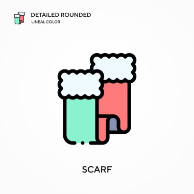 Atkı ayrıntılı yuvarlak doğrusal renk vektör simgesi. Web mobil UI ögesi için resimleme sembolü tasarım şablonu. Düzenlenebilir vuruşlarda mükemmel renk modern piktogram. İş projeniz için eşarp simgeleri