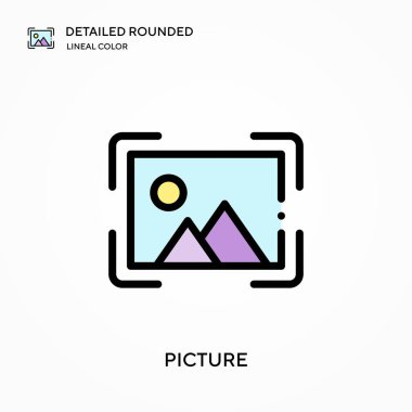 Resim ayrıntılı yuvarlak doğrusal renk vektör simgesi. Web mobil UI ögesi için resimleme sembolü tasarım şablonu. Düzenlenebilir vuruşlarda mükemmel renk modern piktogram. İş projeniz için resim simgeleri