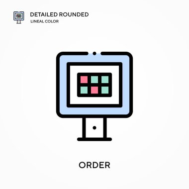 Ayrıntılı yuvarlak doğrusal renk vektör simgesi sipariş et. Web mobil UI ögesi için resimleme sembolü tasarım şablonu. Düzenlenebilir vuruşlarda mükemmel renk modern piktogram. İş projeniz için simge sipariş edin