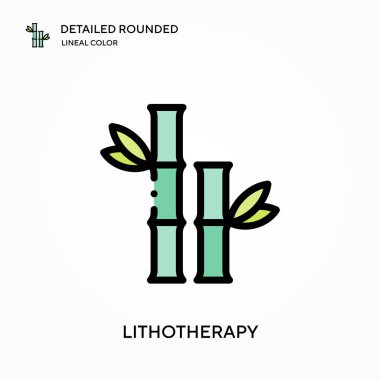 Litoterapi detaylı yuvarlak lineal renk vektör ikonu. Web mobil UI ögesi için resimleme sembolü tasarım şablonu. Düzenlenebilir vuruşlarda mükemmel renk modern piktogram. İş projeniz için litoterapi simgeleri