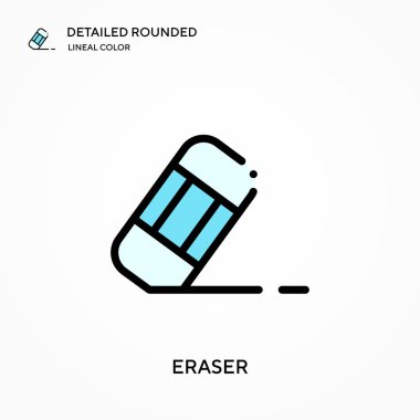 Silgi ayrıntılı yuvarlak doğrusal renk vektörü simgesi. Web mobil UI ögesi için resimleme sembolü tasarım şablonu. Düzenlenebilir vuruşlarda mükemmel renk modern piktogram. İş projeniz için silme simgeleri