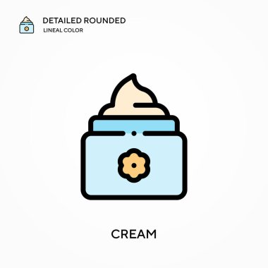 Krem detaylı yuvarlak doğrusal renk vektör simgesi. Web mobil UI ögesi için resimleme sembolü tasarım şablonu. Düzenlenebilir vuruşlarda mükemmel renk modern piktogram. İş projeniz için krem simgeleri