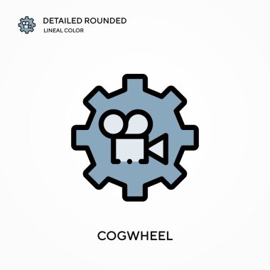 Çarklı ayrıntılı yuvarlak doğrusal renk vektör simgesi. Web mobil UI ögesi için resimleme sembolü tasarım şablonu. Düzenlenebilir vuruşlarda mükemmel renk modern piktogram. İş projeniz için çark simgeleri