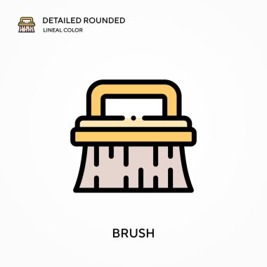 Fırçayla detaylı yuvarlak doğrusal renk vektör simgesi. Web mobil UI ögesi için resimleme sembolü tasarım şablonu. Düzenlenebilir vuruşlarda mükemmel renk modern piktogram. İş projeniz için fırça simgeleri