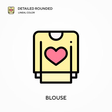 Bluz ayrıntılı yuvarlak doğrusal renk vektör simgesi. Web mobil UI ögesi için resimleme sembolü tasarım şablonu. Düzenlenebilir vuruşlarda mükemmel renk modern piktogram. İş projeniz için bluz simgeleri