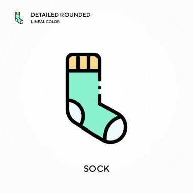 Sock detaylı yuvarlak doğrusal renk vektör ikonu. Web mobil UI ögesi için resimleme sembolü tasarım şablonu. Düzenlenebilir vuruşlarda mükemmel renk modern piktogram. İş projeniz için çorap simgeleri