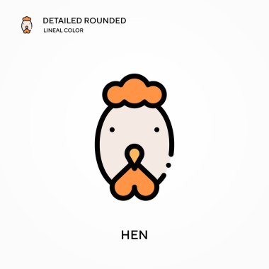 Hen ayrıntılı yuvarlak doğrusal renk vektör simgesi. Web mobil UI ögesi için resimleme sembolü tasarım şablonu. Düzenlenebilir vuruşlarda mükemmel renk modern piktogram. İş projeniz için tavuk simgeleri