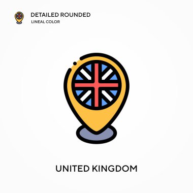 Birleşik Krallık yuvarlak doğrusal renk vektörü simgesini detaylı olarak açıkladı. Web mobil UI ögesi için resimleme sembolü tasarım şablonu. Düzenlenebilir vuruşlarda mükemmel renk modern piktogram. İş projeniz için Birleşik Krallık simgeleri