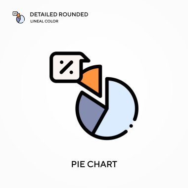 Pasta şeması yuvarlak doğrusal renk vektörü simgesini detaylı olarak açıkladı. Web mobil UI ögesi için resimleme sembolü tasarım şablonu. Düzenlenebilir vuruşlarda mükemmel renk modern piktogram. İş projeniz için pasta çizelgesi simgeleri
