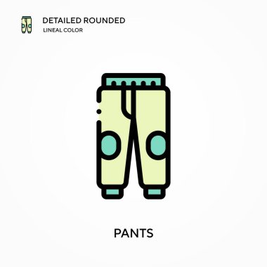 Pantolon ayrıntılı yuvarlak doğrusal renk vektör simgesi. Web mobil UI ögesi için resimleme sembolü tasarım şablonu. Düzenlenebilir vuruşlarda mükemmel renk modern piktogram. İş projeniz için pantolon simgeleri