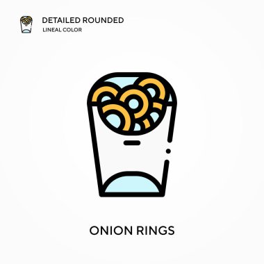 Soğan halkaları ayrıntılı yuvarlak doğrusal renk vektör ikonu. Web mobil UI ögesi için resimleme sembolü tasarım şablonu. Düzenlenebilir vuruşlarda mükemmel renk modern piktogram. İş projeniz için soğan halkaları simgeleri