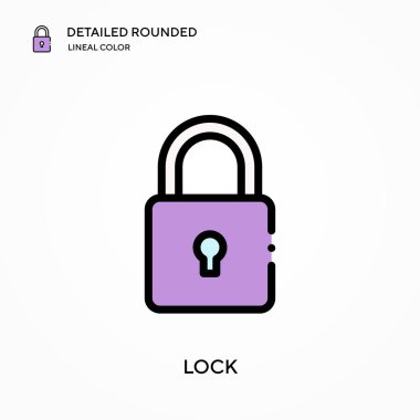 Ayrıntılı yuvarlak doğrusal renk vektör simgesini kilitle. Web mobil UI ögesi için resimleme sembolü tasarım şablonu. Düzenlenebilir vuruşlarda mükemmel renk modern piktogram. İş projeniz için simgeleri kilitle