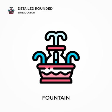 Detaylı yuvarlak doğrusal renk vektör simgesi çeşmesi. Web mobil UI ögesi için resimleme sembolü tasarım şablonu. Düzenlenebilir vuruşlarda mükemmel renk modern piktogram. İş projeniz için kaynak simgeleri