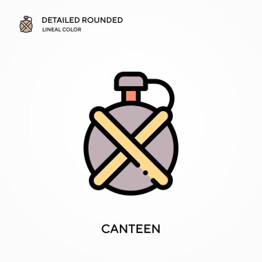 Kantin ayrıntılı yuvarlak doğrusal renk vektör simgesi. Web mobil UI ögesi için resimleme sembolü tasarım şablonu. Düzenlenebilir vuruşlarda mükemmel renk modern piktogram. İş projeniz için kantin simgeleri
