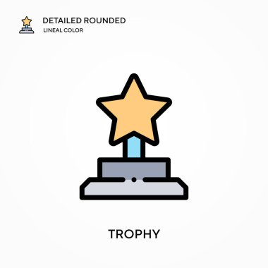 Kupa ayrıntılı yuvarlak lineal renk vektör ikonu. Web mobil UI ögesi için resimleme sembolü tasarım şablonu. Düzenlenebilir vuruşlarda mükemmel renk modern piktogram. İş projeniz için kupa simgeleri