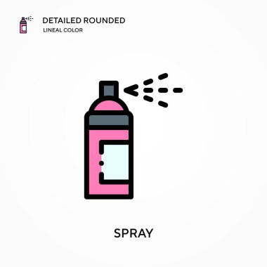 Detaylı yuvarlak doğrusal renk vektör simgesi püskürt. Web mobil UI ögesi için resimleme sembolü tasarım şablonu. Düzenlenebilir vuruşlarda mükemmel renk modern piktogram. İş projeniz için sprey simgeleri