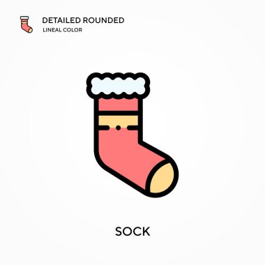 Sock detaylı yuvarlak doğrusal renk vektör ikonu. Web mobil UI ögesi için resimleme sembolü tasarım şablonu. Düzenlenebilir vuruşlarda mükemmel renk modern piktogram. İş projeniz için çorap simgeleri