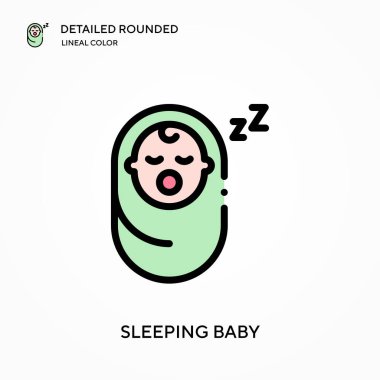 Uyuyan bebek yuvarlak doğrusal renk vektör simgesini detaylı olarak anlattı. Web mobil UI ögesi için resimleme sembolü tasarım şablonu. Düzenlenebilir vuruşlarda mükemmel renk modern piktogram. İş projen için uyuyan bebek simgeleri