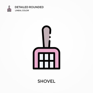 Kürek ayrıntılı yuvarlak doğrusal renk vektör ikonu. Web mobil UI ögesi için resimleme sembolü tasarım şablonu. Düzenlenebilir vuruşlarda mükemmel renk modern piktogram. İş projeniz için kürek simgeleri