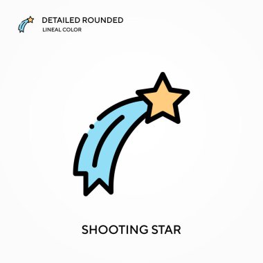 Kayan yıldız ayrıntılı yuvarlak doğrusal renk vektör simgesi. Web mobil UI ögesi için resimleme sembolü tasarım şablonu. Düzenlenebilir vuruşlarda mükemmel renk modern piktogram. İş projeniz için yıldız simgeleri kaydediliyor