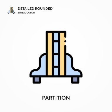 Bölme ayrıntılı yuvarlak doğrusal renk vektör simgesi. Web mobil UI ögesi için resimleme sembolü tasarım şablonu. Düzenlenebilir vuruşlarda mükemmel renk modern piktogram. İş projeniz için disk bölümü simgeleri