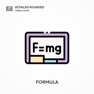 Formül ayrıntılı yuvarlak doğrusal renk vektör simgesi. Web mobil UI ögesi için resimleme sembolü tasarım şablonu. Düzenlenebilir vuruşlarda mükemmel renk modern piktogram. İş projeniz için formül simgeleri