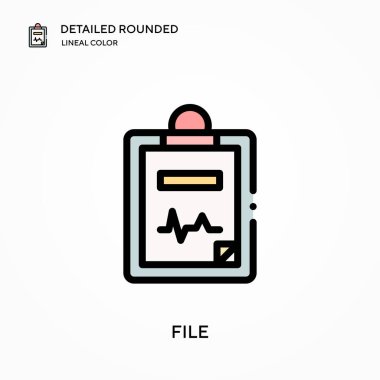 Dosya ayrıntılı yuvarlak doğrusal renk vektör simgesi. Web mobil UI ögesi için resimleme sembolü tasarım şablonu. Düzenlenebilir vuruşlarda mükemmel renk modern piktogram. İş projeniz için dosya simgeleri