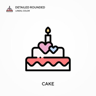 Pasta detaylı yuvarlak doğrusal renk vektör simgesi. Web mobil UI ögesi için resimleme sembolü tasarım şablonu. Düzenlenebilir vuruşlarda mükemmel renk modern piktogram. İş projeniz için kek simgeleri