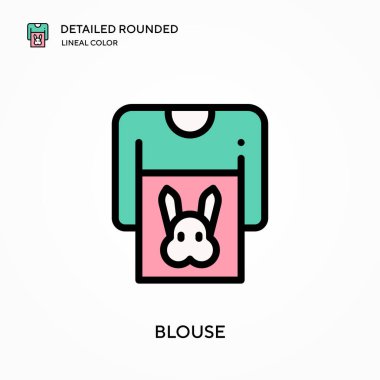 Bluz ayrıntılı yuvarlak doğrusal renk vektör simgesi. Web mobil UI ögesi için resimleme sembolü tasarım şablonu. Düzenlenebilir vuruşlarda mükemmel renk modern piktogram. İş projeniz için bluz simgeleri