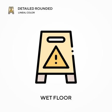 Islak zemin yuvarlak lineal renk vektör simgesi detaylı. Web mobil UI ögesi için resimleme sembolü tasarım şablonu. Düzenlenebilir vuruşlarda mükemmel renk modern piktogram. İş projeniz için ıslak zemin simgeleri