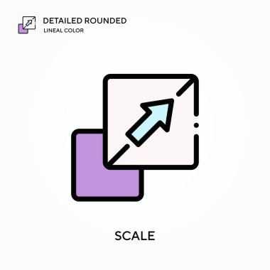 Ayrıntılı yuvarlak doğrusal renk vektörü simgesini ölçeklendir. Web mobil UI ögesi için resimleme sembolü tasarım şablonu. Düzenlenebilir vuruşlarda mükemmel renk modern piktogram. İş projeniz için simgeleri ölçeklendir