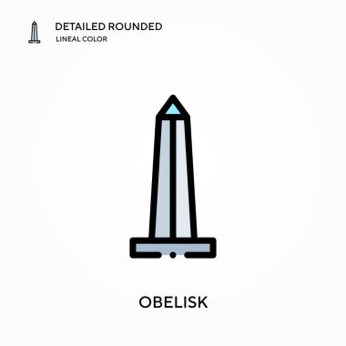 Dikilitaş ayrıntılı yuvarlak doğrusal renk vektör simgesi. Web mobil UI ögesi için resimleme sembolü tasarım şablonu. Düzenlenebilir vuruşlarda mükemmel renk modern piktogram. İş projeniz için dikilitaş simgeleri