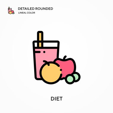 Diyet detaylı yuvarlak doğrusal renk vektörü simgesi. Web mobil UI ögesi için resimleme sembolü tasarım şablonu. Düzenlenebilir vuruşlarda mükemmel renk modern piktogram. İş projeniz için diyet simgeleri