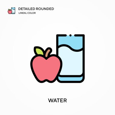 Su detaylı yuvarlak doğrusal renk vektör simgesi. Web mobil UI ögesi için resimleme sembolü tasarım şablonu. Düzenlenebilir vuruşlarda mükemmel renk modern piktogram. İş projeniz için su simgeleri