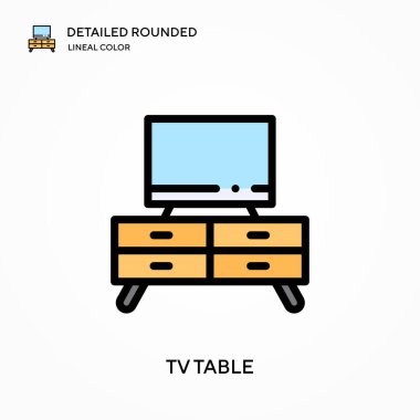 Televizyon tablosu yuvarlak lineal renk vektör simgesi detaylı. Web mobil UI ögesi için resimleme sembolü tasarım şablonu. Düzenlenebilir vuruşlarda mükemmel renk modern piktogram. İş projeniz için TV tablosu simgeleri