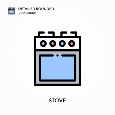 Soba detaylı yuvarlak doğrusal renk vektör simgesi. Web mobil UI ögesi için resimleme sembolü tasarım şablonu. Düzenlenebilir vuruşlarda mükemmel renk modern piktogram. İş projeniz için fırın simgeleri