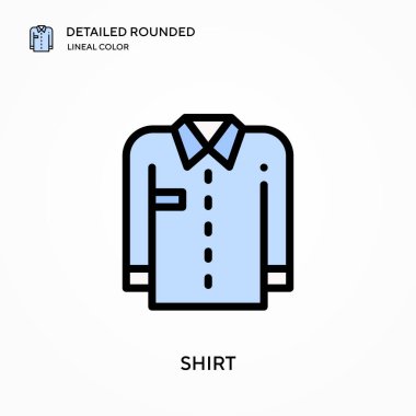 Gömlek ayrıntılı yuvarlak doğrusal renk vektör ikonu. Web mobil UI ögesi için resimleme sembolü tasarım şablonu. Düzenlenebilir vuruşlarda mükemmel renk modern piktogram. İş projeniz için gömlek simgeleri
