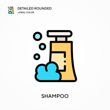 Şampuan detaylı yuvarlak doğrusal renk vektör ikonu. Web mobil UI ögesi için resimleme sembolü tasarım şablonu. Düzenlenebilir vuruşlarda mükemmel renk modern piktogram. İş projeniz için şampuan simgeleri