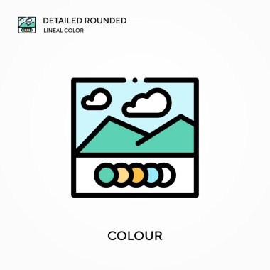 Renkli yuvarlak doğrusal renk vektörü simgesi. Web mobil UI ögesi için resimleme sembolü tasarım şablonu. Düzenlenebilir vuruşlarda mükemmel renk modern piktogram. İş projeniz için renk simgeleri