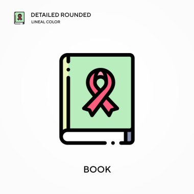 Kitap ayrıntılı yuvarlak doğrusal renk vektör simgesi. Web mobil UI ögesi için resimleme sembolü tasarım şablonu. Düzenlenebilir vuruşlarda mükemmel renk modern piktogram. İş projeniz için rezervasyon simgeleri