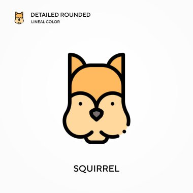 Sincap ayrıntılı yuvarlak lineal renk vektör ikonu. Web mobil UI ögesi için resimleme sembolü tasarım şablonu. Düzenlenebilir vuruşlarda mükemmel renk modern piktogram. İş projeniz için sincap simgeleri