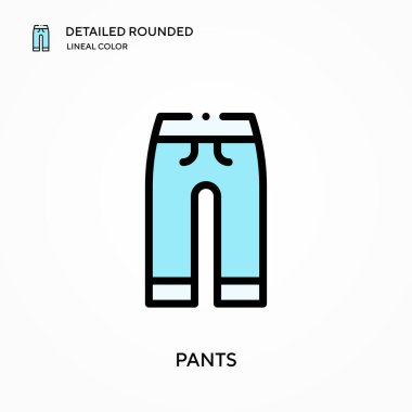 Pantolon ayrıntılı yuvarlak doğrusal renk vektör simgesi. Web mobil UI ögesi için resimleme sembolü tasarım şablonu. Düzenlenebilir vuruşlarda mükemmel renk modern piktogram. İş projeniz için pantolon simgeleri
