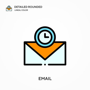 E- posta ayrıntılı yuvarlak doğrusal renk vektörü simgesi. Web mobil UI ögesi için resimleme sembolü tasarım şablonu. Düzenlenebilir vuruşlarda mükemmel renk modern piktogram. İş projeniz için e- posta simgeleri