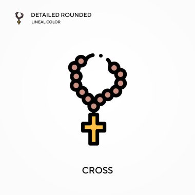 Çapraz detaylı yuvarlak doğrusal renk vektör simgesi. Web mobil UI ögesi için resimleme sembolü tasarım şablonu. Düzenlenebilir vuruşlarda mükemmel renk modern piktogram. İş projeniz için çapraz simgeler