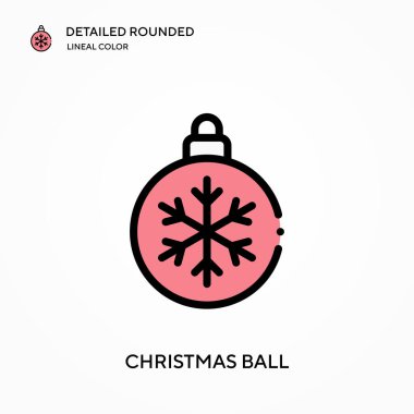 Noel topu yuvarlak doğrusal renk vektör simgesi detaylı. Web mobil UI ögesi için resimleme sembolü tasarım şablonu. Düzenlenebilir vuruşlarda mükemmel renk modern piktogram. İş projeniz için Noel balosu simgeleri