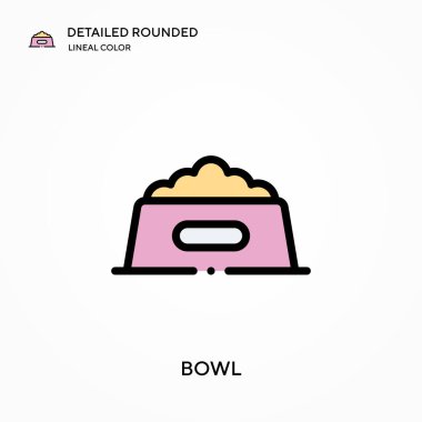 Bowling ayrıntılı yuvarlak doğrusal renk vektör ikonu. Web mobil UI ögesi için resimleme sembolü tasarım şablonu. Düzenlenebilir vuruşlarda mükemmel renk modern piktogram. İş projeniz için kase simgeleri