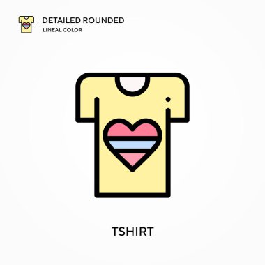 Tshirt detaylı yuvarlak doğrusal renk vektör simgesi. Web mobil UI ögesi için resimleme sembolü tasarım şablonu. Düzenlenebilir vuruşlarda mükemmel renk modern piktogram. İş projeniz için t-shirt simgeleri