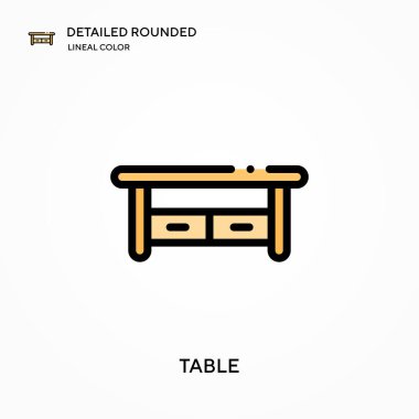 Tablo detaylı yuvarlak doğrusal renk vektör simgesi. Web mobil UI ögesi için resimleme sembolü tasarım şablonu. Düzenlenebilir vuruşlarda mükemmel renk modern piktogram. İş projeniz için tablo simgeleri